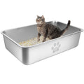 Cat Litter Box with High Sides Large Stainless Steel Cat Litter Pan 23.6