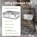 Cat Litter Box with High Sides Large Stainless Steel Cat Litter Pan 23.6