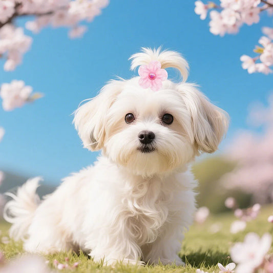 50pcs lace Flower Dog Hair Bows Pearl Rubber Bands Small Dog Puppy Grooming Bows For Dogs Pets Hair Accessories