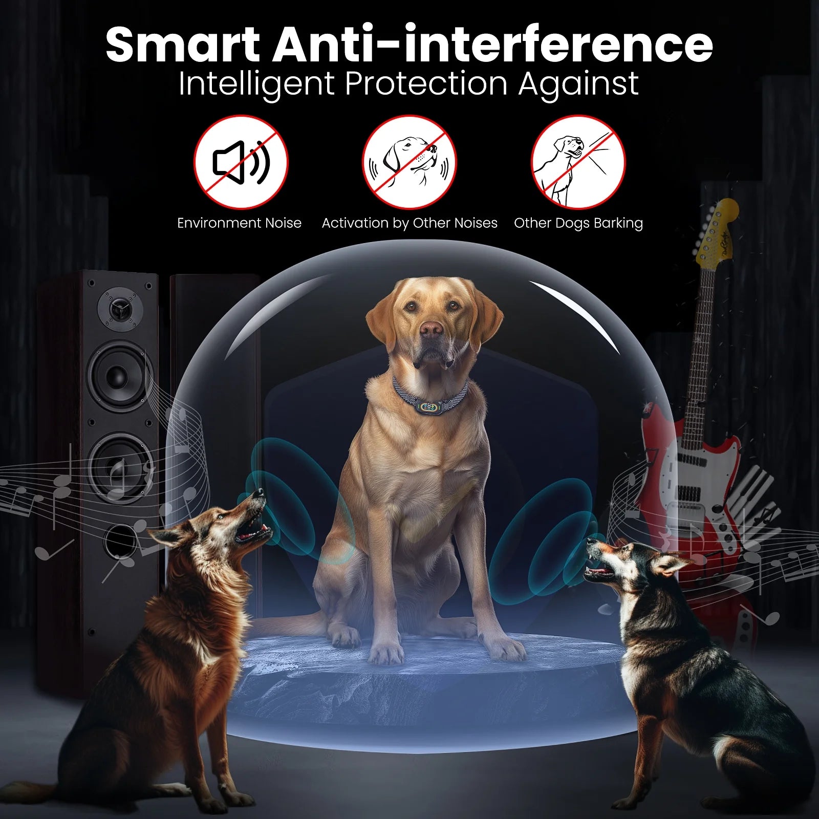 Dog Shock Collar for Large Dogs,Smart Bark Collar,Rechargeable anti Barking Training Collar with 7 Adjustable Sensitivity, with Beep Vibration