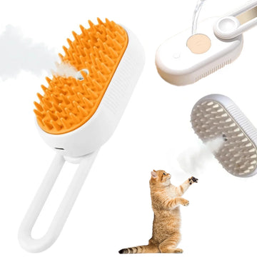 3 in 1 Updated Self Cleaning Cat Steamer Brush - Self Cleaning Steamy Cat Brush with Massage Sheding for Cats Dogs